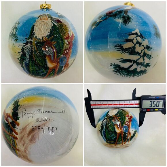 Christmas Holiday Ornaments Glass Inside Art Reversed Hand Painted Peggy Abrams - Picture 7 of 15